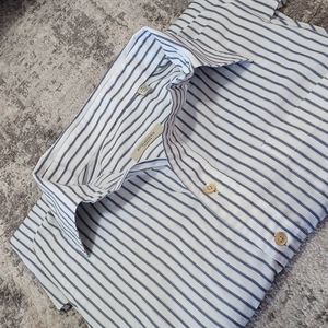 Burberry, men's shirt, dress or casual, button down, size XL, pin striped, white